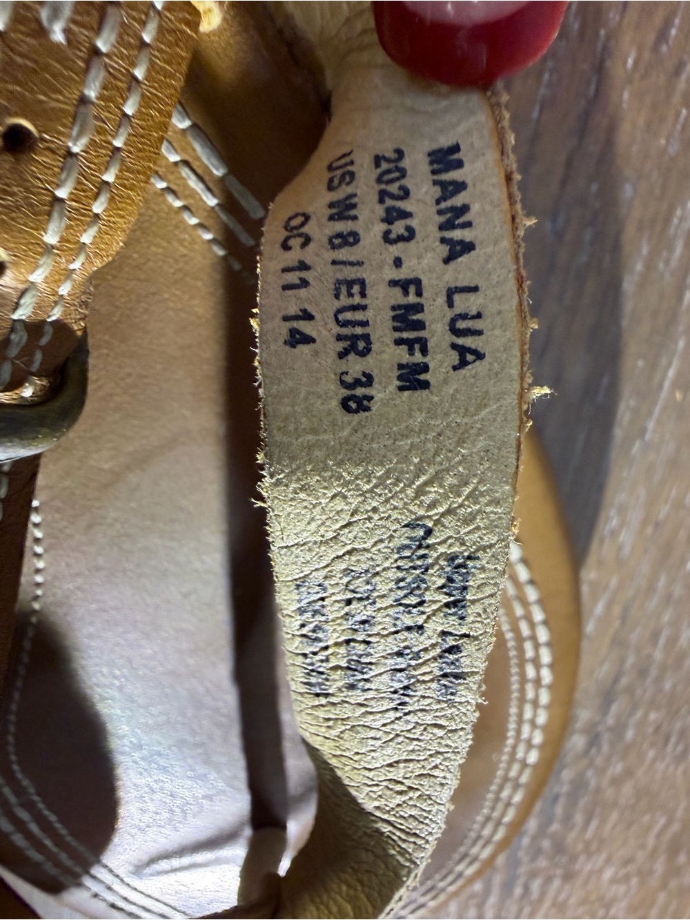 OluKai Yellow Tan Leather Thong Sandals - Picture 5 of 6